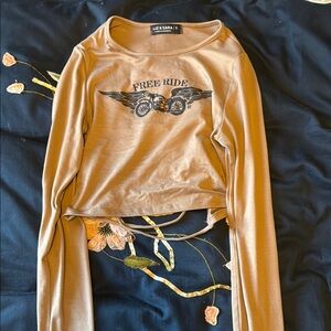 Stylish Tan Crop Top with Back Cutout